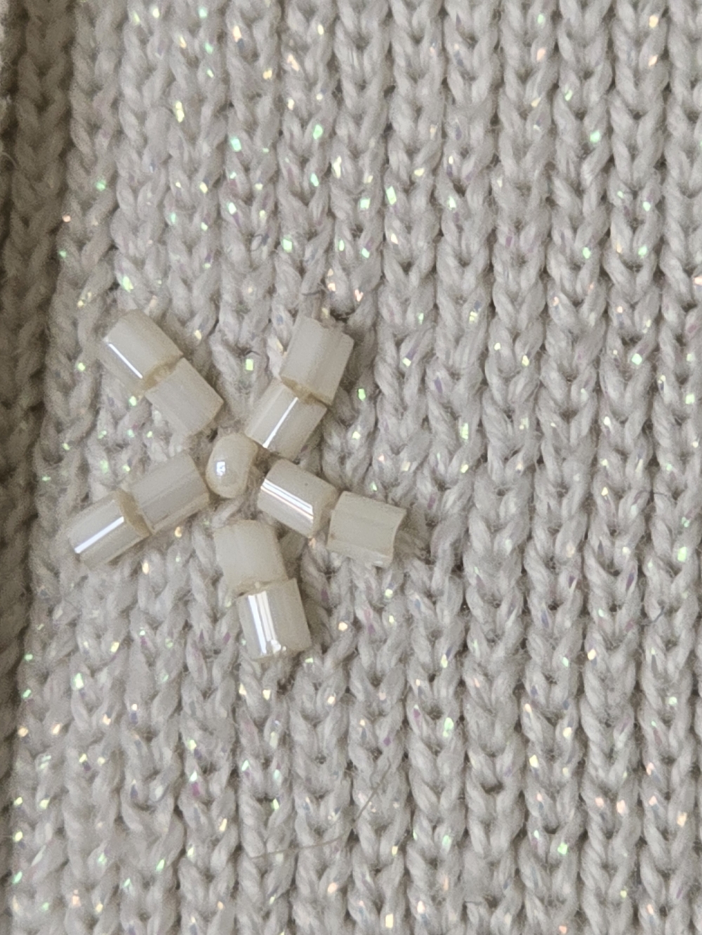 Jessica Metallic Shimmer Beaded Cardigan Cream Silver Large - Picture 5 of 9
